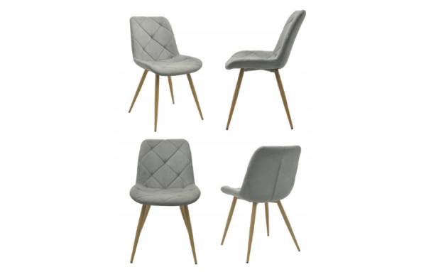 4SZT krzesło do jadalni kuchni salonu OSLO SZARE tapicerowane pikowane